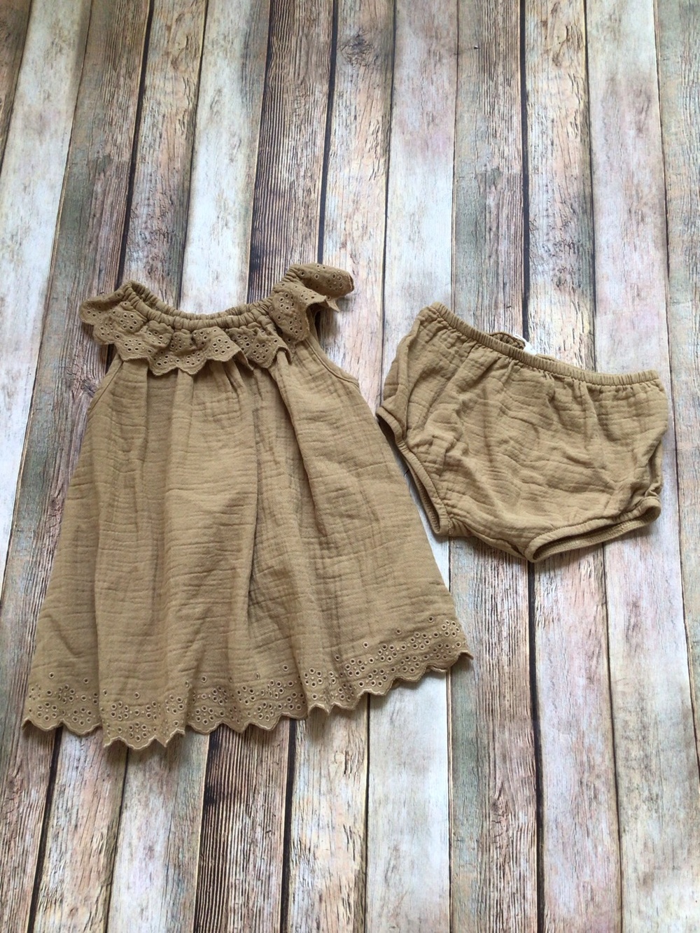 Quincy Mae Muslin Ruffle Dress and Bloomers